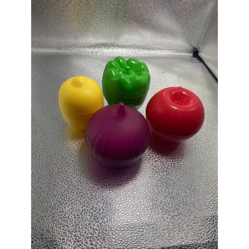 Food Saver Plastic Storage Containers Set of 5 Onion Garlic‎ Lemon Pepper Tomato